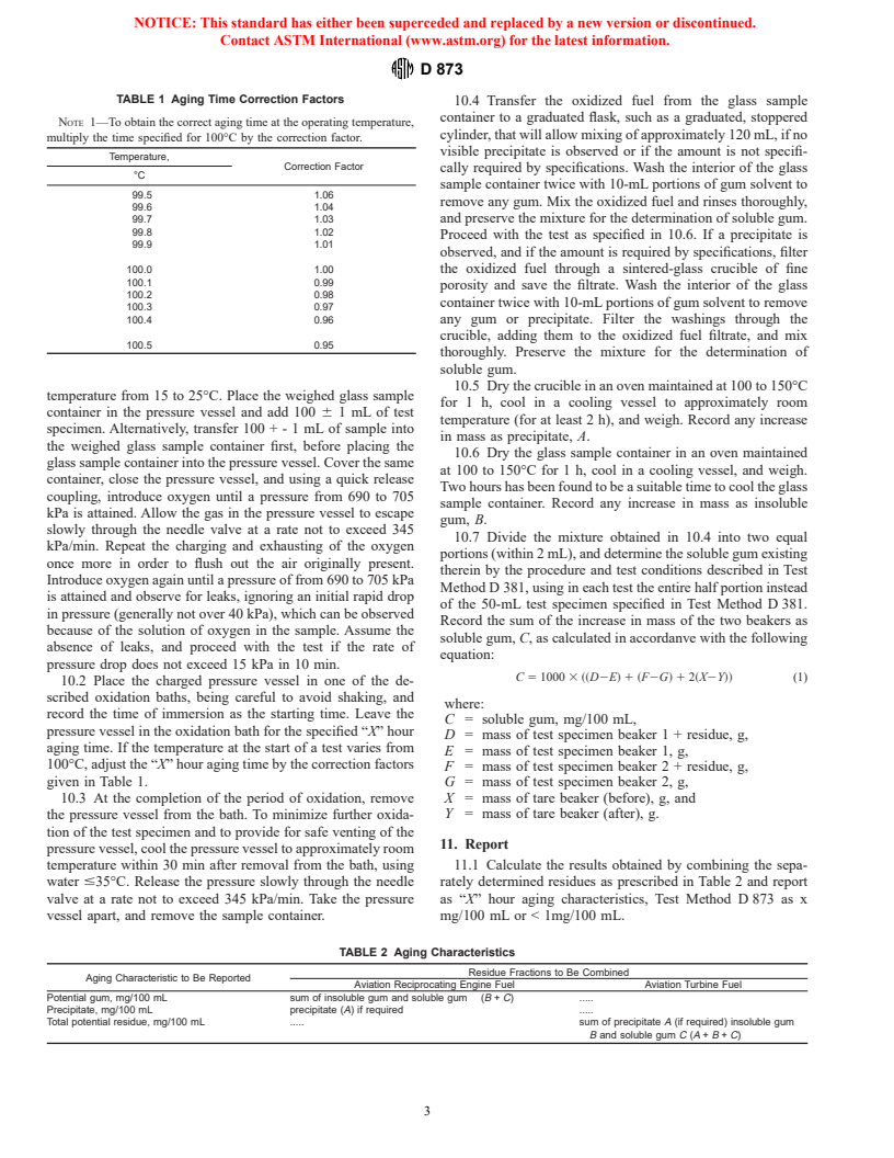 ASTM D873-99a - Standard Test Method for Oxidation Stability of Aviation Fuels (Potential Residue Method)