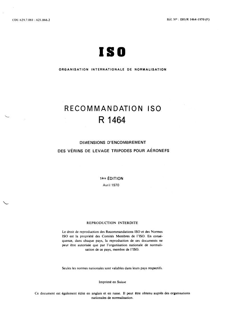 ISO/R 1464:1970 - Title missing - Legacy paper document
Released:1/1/1970