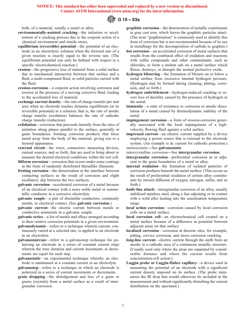 ASTM G15-03a - Standard Terminology Relating to Corrosion and Corrosion Testing