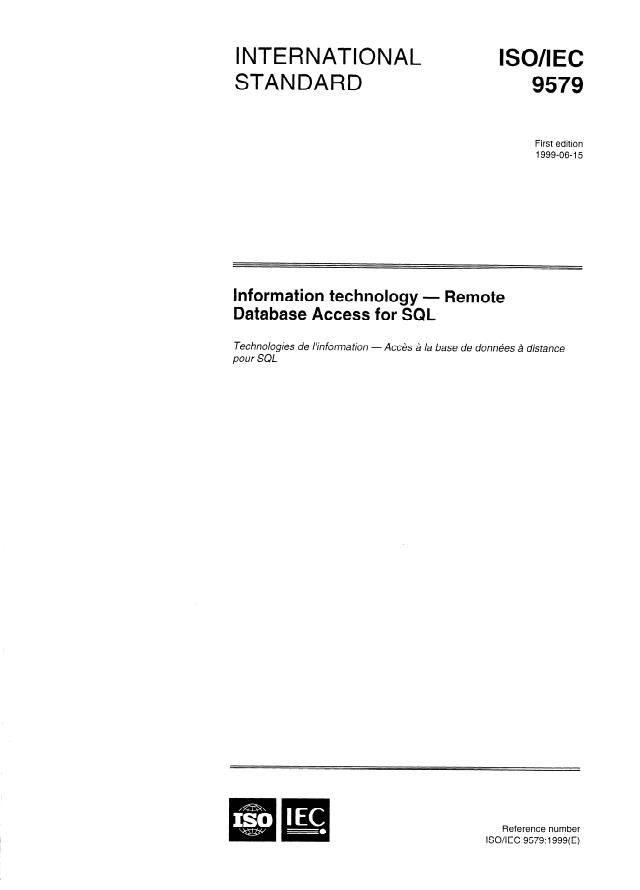 ISO/IEC 9579:1999 - Information technology -- Remote Database Access for SQL