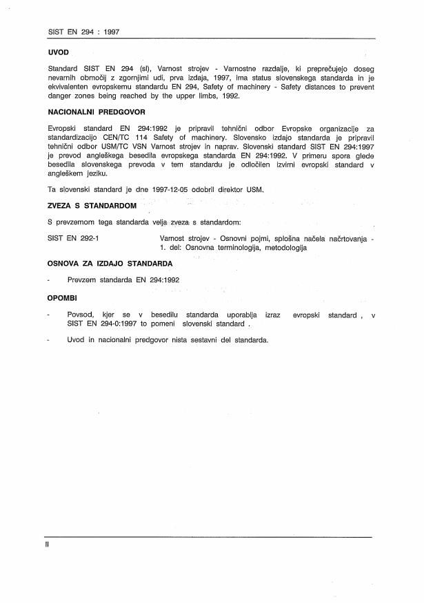 EN 294:1992 EN 294:1997 sl - Page 2 preview