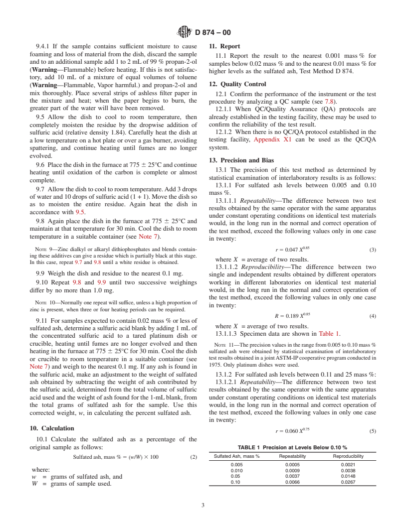 ASTM D874-00 - Standard Test Method for Sulfated Ash from Lubricating Oils and Additives