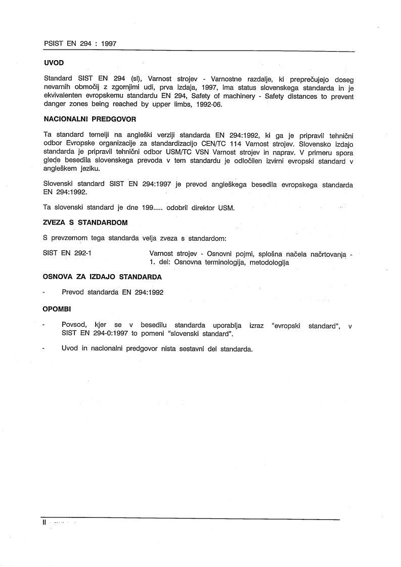 EN 294:1992 P EN 294:1997 - Page 2 preview