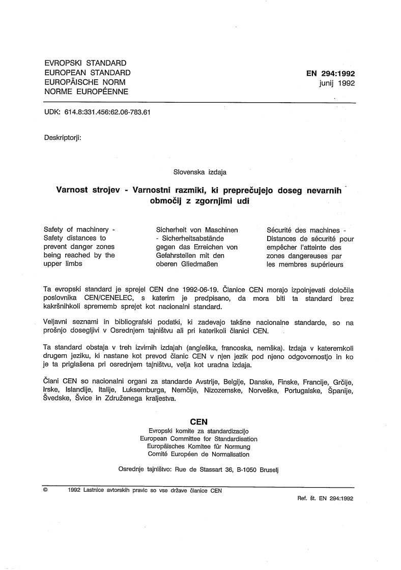 EN 294:1992 P EN 294:1997 - Page 4 preview