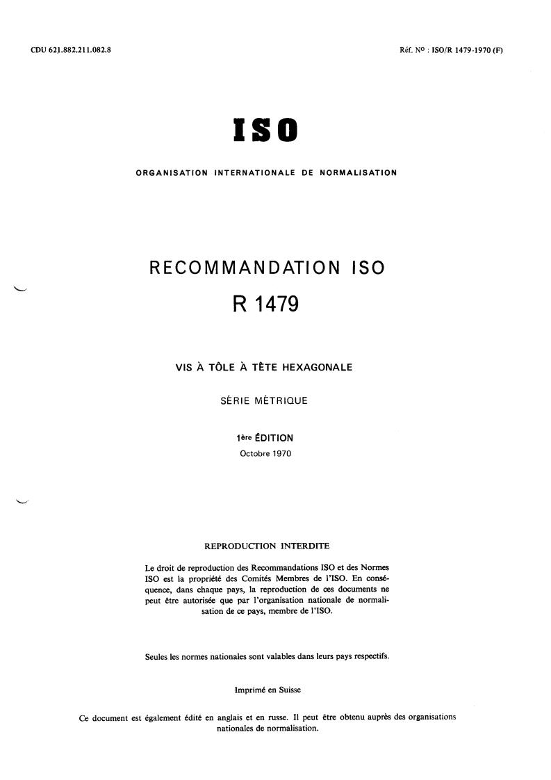 ISO/R 1479:1970 - Title missing - Legacy paper document