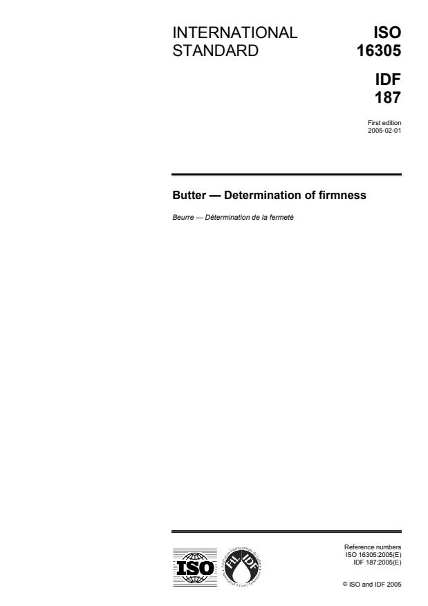 ISO 16305:2005 - Butter -- Determination of firmness