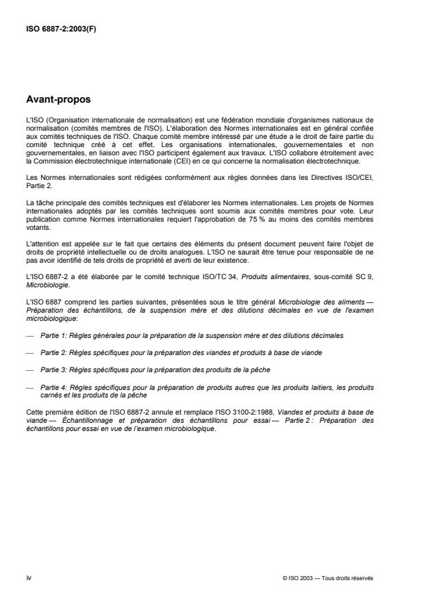 ISO 6887-2:2003 ISO 6887-2:2003 - Microbiologie des aliments -- Préparation des échantillons, de la suspension mere et des dilutions décimales en vue de l'examen microbiologique - Page 4 preview