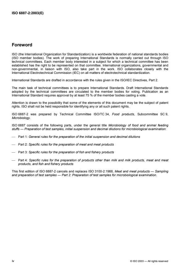 ISO 6887-2:2003 ISO 6887-2:2003 - Microbiology of food and animal feeding stuffs -- Preparation of test samples, initial suspension and decimal dilutions for microbiological examination - Page 4 preview