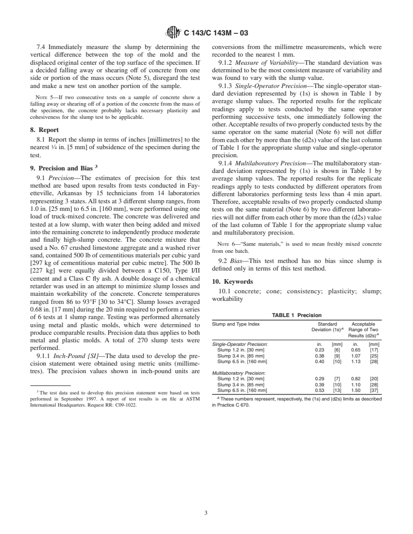 ASTM C143/C143M-03 - Standard Test Method for Slump of Hydraulic Cement ...