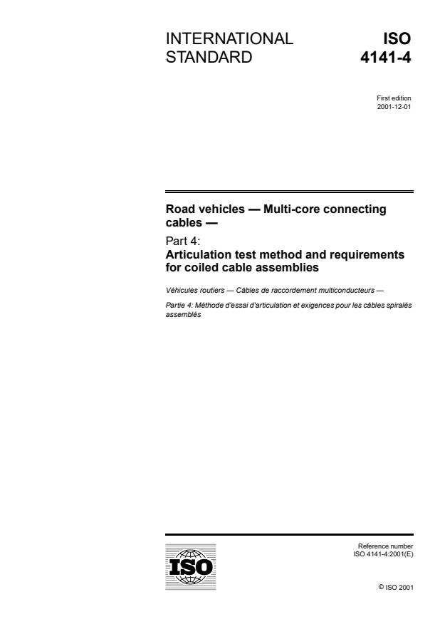 ISO 4141-4:2001 - Road vehicles -- Multi-core connecting cables