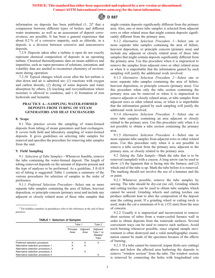 ASTM D887-82(1999) - Standard Practices for Sampling Water-Formed Deposits