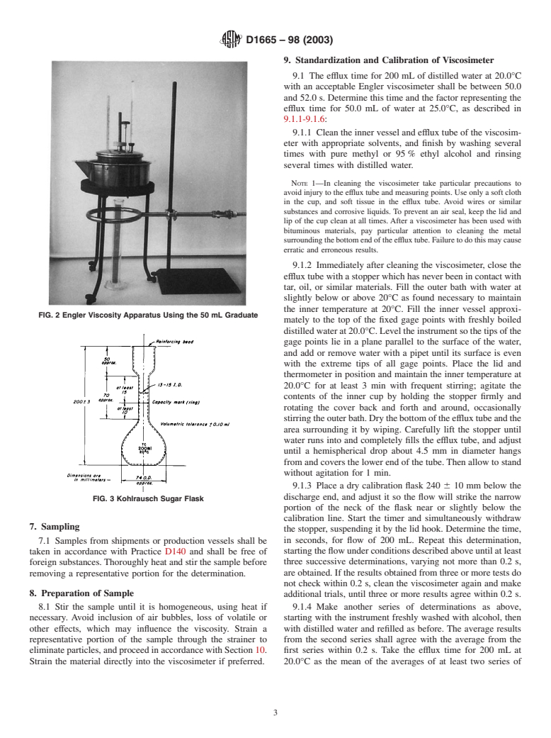 ASTM D1665-98(2003) - Standard Test Method for Engler Specific Viscosity of Tar Products