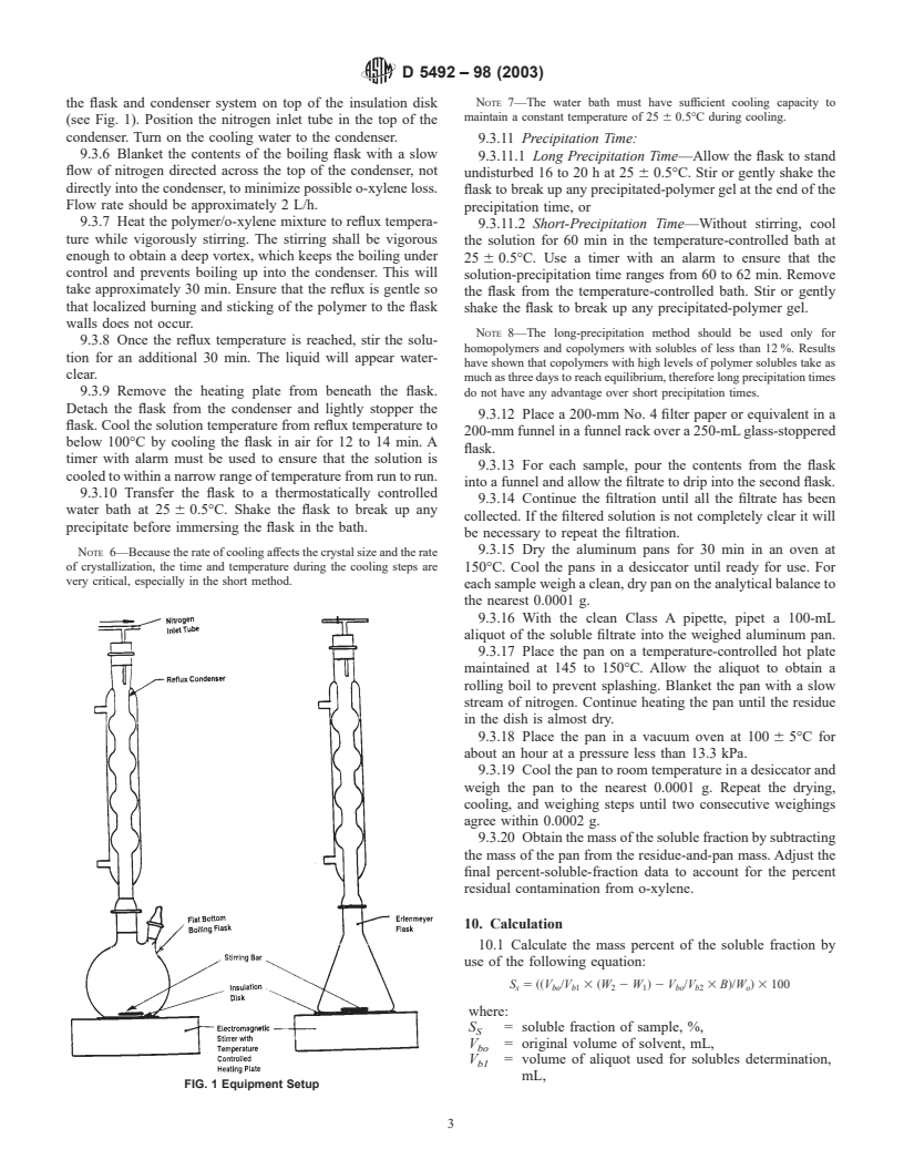 ASTM D5492-98(2003) - Standard Test Method for Determination of Xylene Solubles in Propylene Plastics