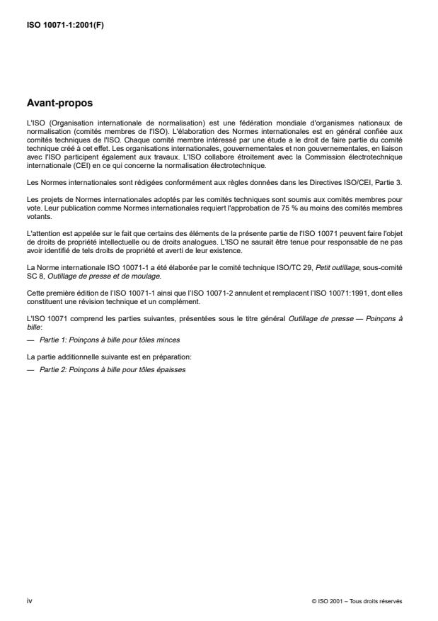 ISO 10071-1:2001 ISO 10071-1:2001 - Outillage de presse -- Poinçons a bille - Page 4 preview