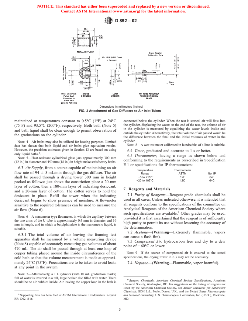 ASTM D892-02 - Standard Test Method for Foaming Characteristics of Lubricating Oils