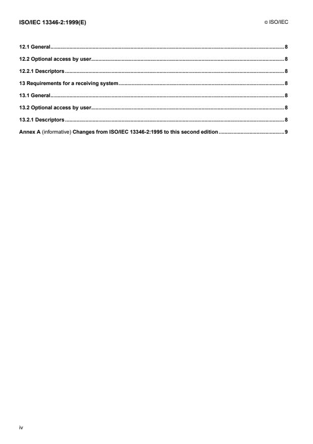 ISO/IEC 13346-2:1999 ISO/IEC 13346-2:1999 - Information technology -- Volume and file structure of write-once and rewritable media using non-sequential recording for information interchange - Page 4 preview