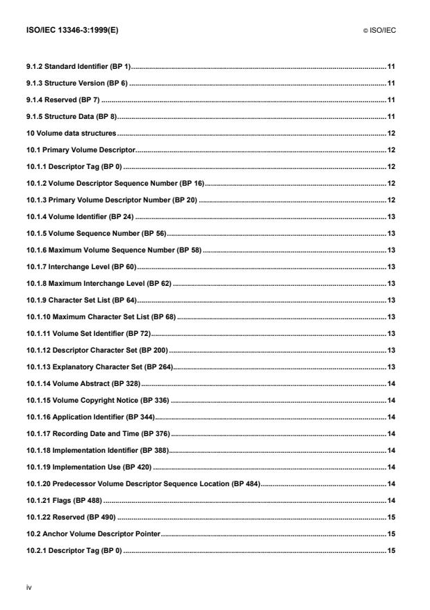 ISO/IEC 13346-3:1999 ISO/IEC 13346-3:1999 - Information technology -- Volume and file structure of write-once and rewritable media using non-sequential recording for information interchange - Page 4 preview