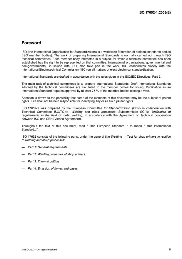 ISO 17652-1:2003 ISO 17652-1:2003 - Welding -- Test for shop primers in relation to welding and allied processes - Page 3 preview