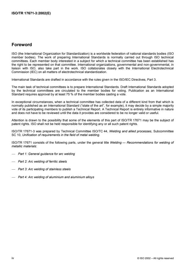 ISO/TR 17671-3:2002 ISO/TR 17671-3:2002 - Welding -- Recommendations for welding of metallic materials - Page 4 preview