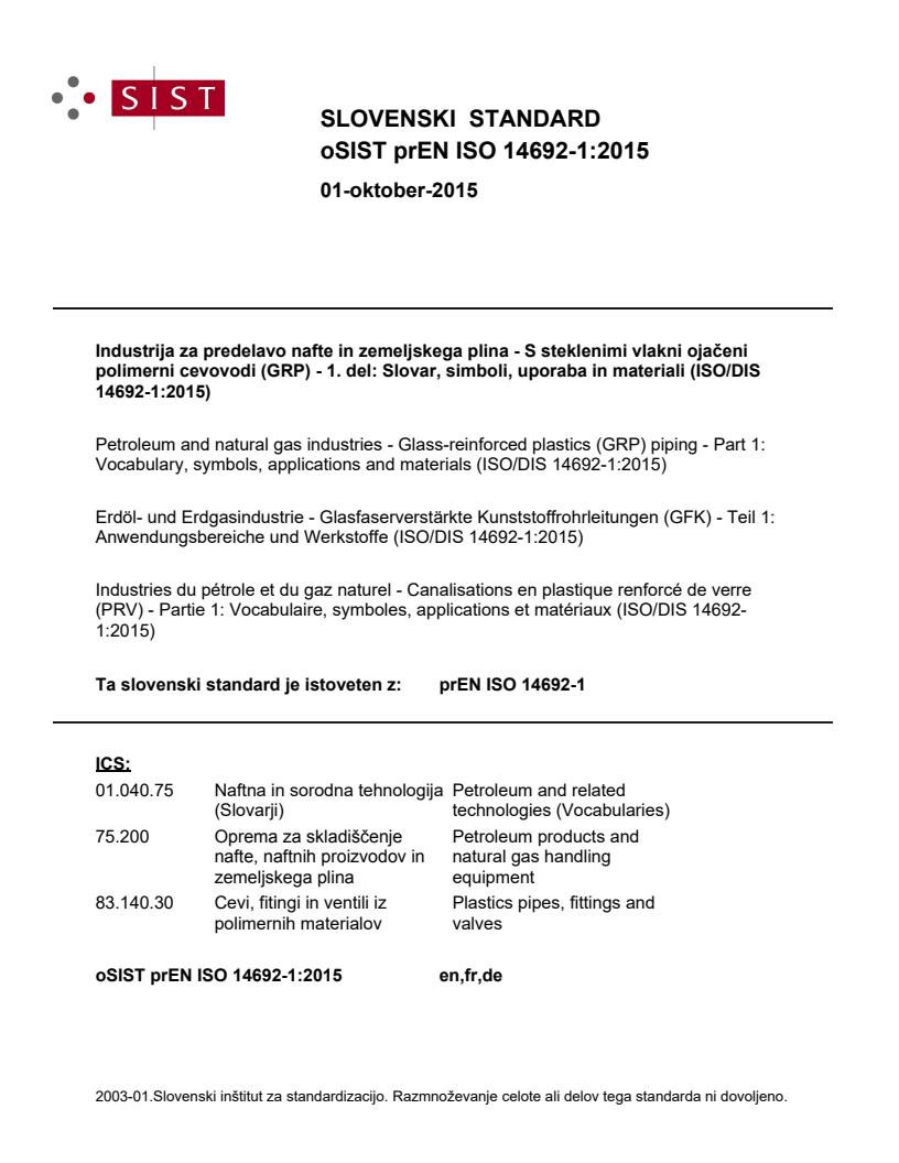 prEN ISO 14692-1:2015 - BARVE