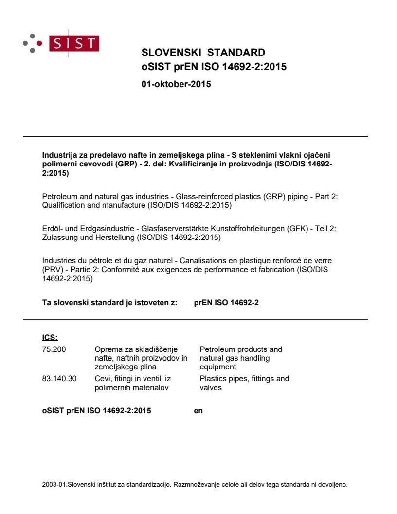 prEN ISO 14692-2:2015 - BARVE