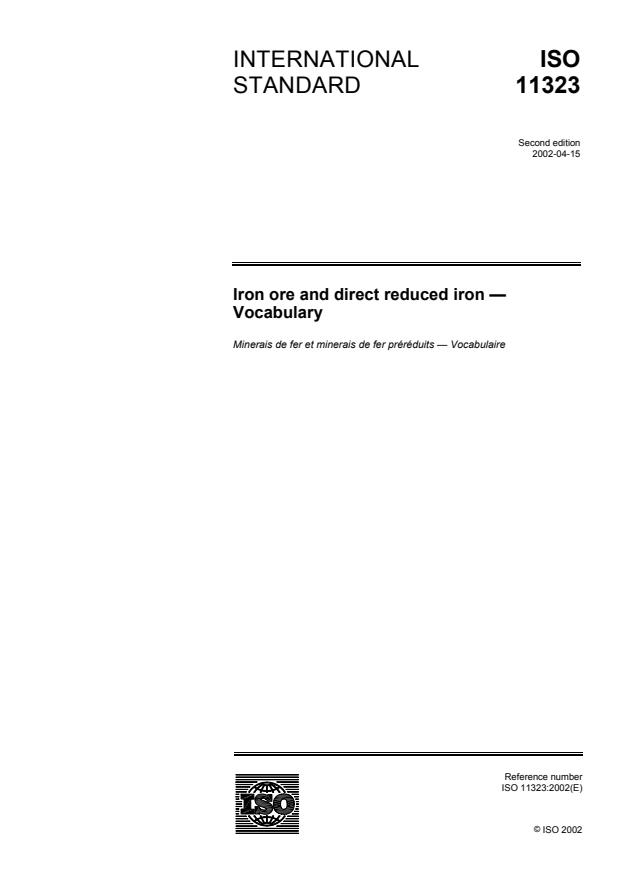 ISO 11323:2002 - Iron ore and direct reduced iron -- Vocabulary
