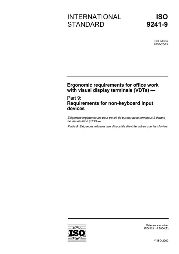 ISO 9241-9:2000 - Ergonomic requirements for office work with visual display terminals (VDTs)