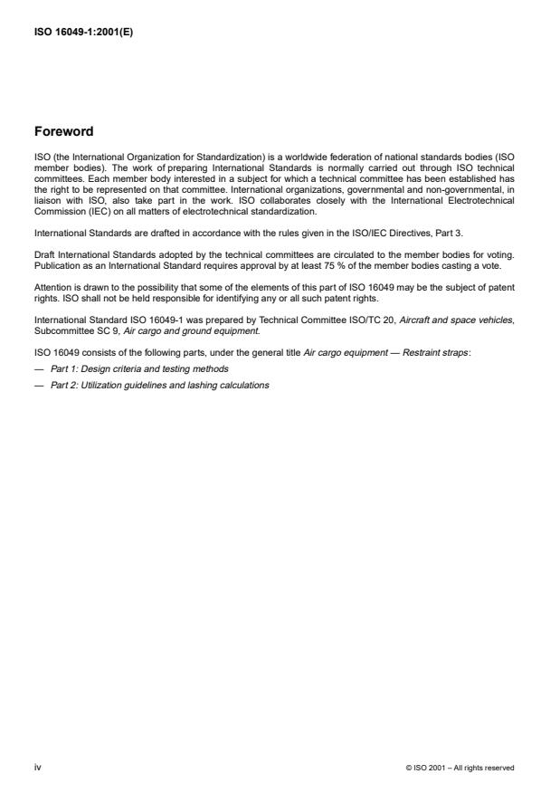 ISO 16049-1:2001 ISO 16049-1:2001 - Air cargo equipment -- Restraint straps - Page 4 preview