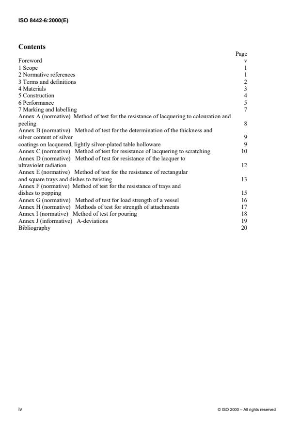 ISO 8442-6:2000 ISO 8442-6:2000 - Materials and articles in contact with foodstuffs -- Cutlery and table holloware - Page 4 preview