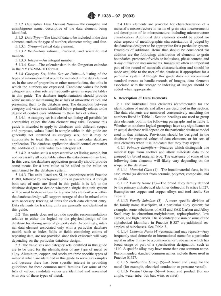 ASTM E1338-97(2003) - Guide for Identification of Metals and Alloys in Computerized Material Property Databases