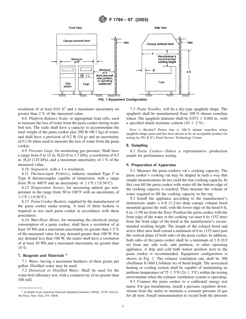 ASTM F1784-97(2003) - Standard Test Method for Performance of a Pasta Cooker