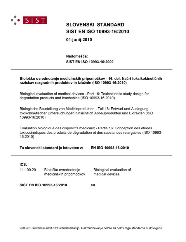 EN ISO 10993-16:2010