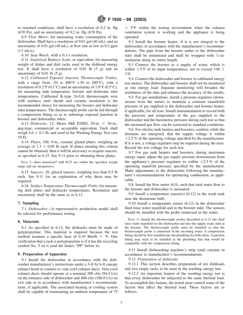 ASTM F1920-98(2003) - Standard Test Method for Energy Performance of Rack Conveyor, Hot Water Sanitizing, Commercial Dishwashing Machines