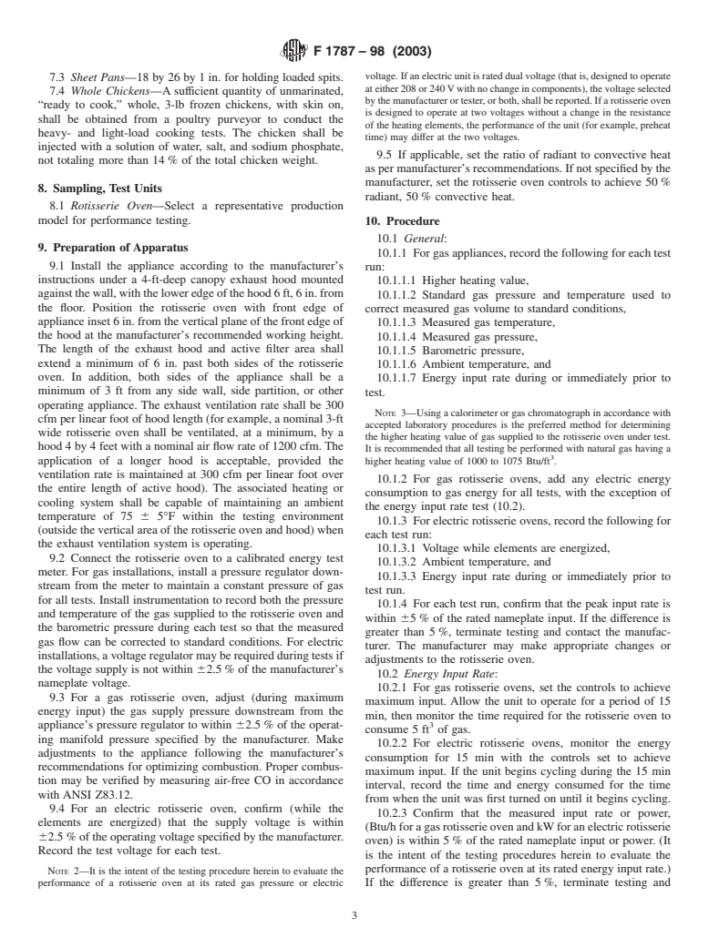 ASTM F1787-98(2003) - Standard Test Method for Performance of Rotisserie Ovens