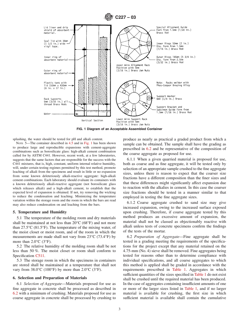 ASTM C227-03 - Standard Test Method for Potential Alkali Reactivity of Cement-Aggregate Combinations (Mortar-Bar Method)