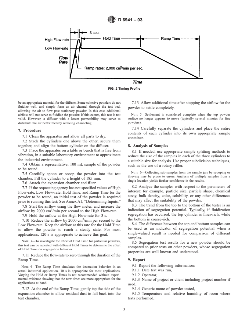 ASTM D6941-03 - Standard Practice for Measuring Fluidization Segregation Tendencies of Powders