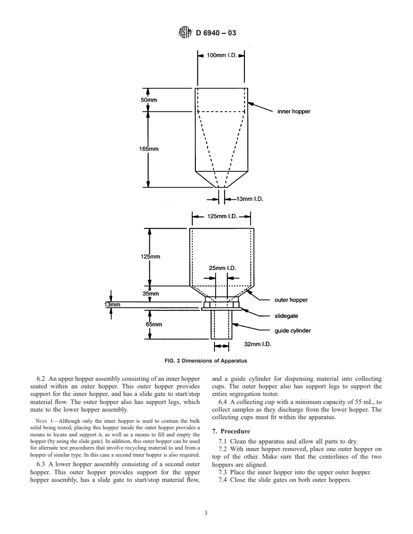 ASTM D6940-03 - Standard Practice for Measuring Sifting Segregation Tendencies of Bulk Solids