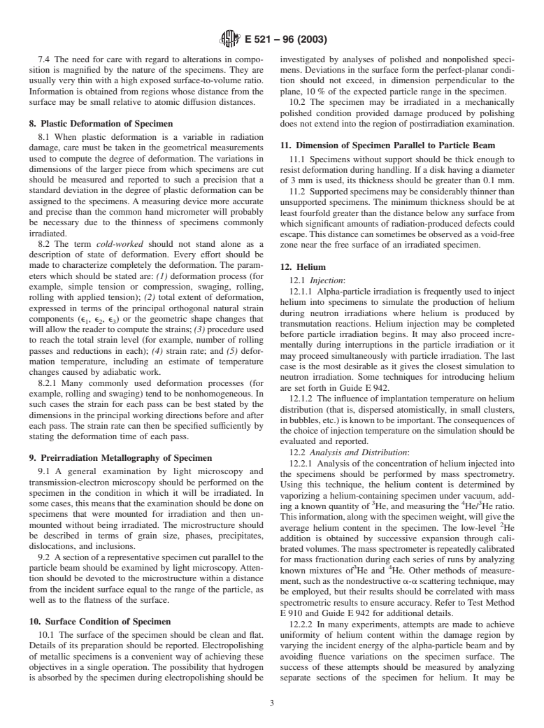 ASTM E521-96(2003) - Standard Practice for Neutron Radiation Damage Simulation by Charged-Particle Irradiation