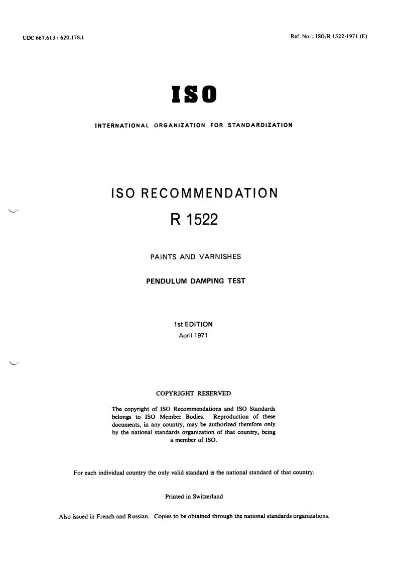 ISO/R 1522:1971 - Title missing - Legacy paper document
Released:1/1/1971