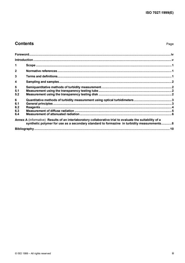 ISO 7027:1999 - Water quality -- Determination of turbidity