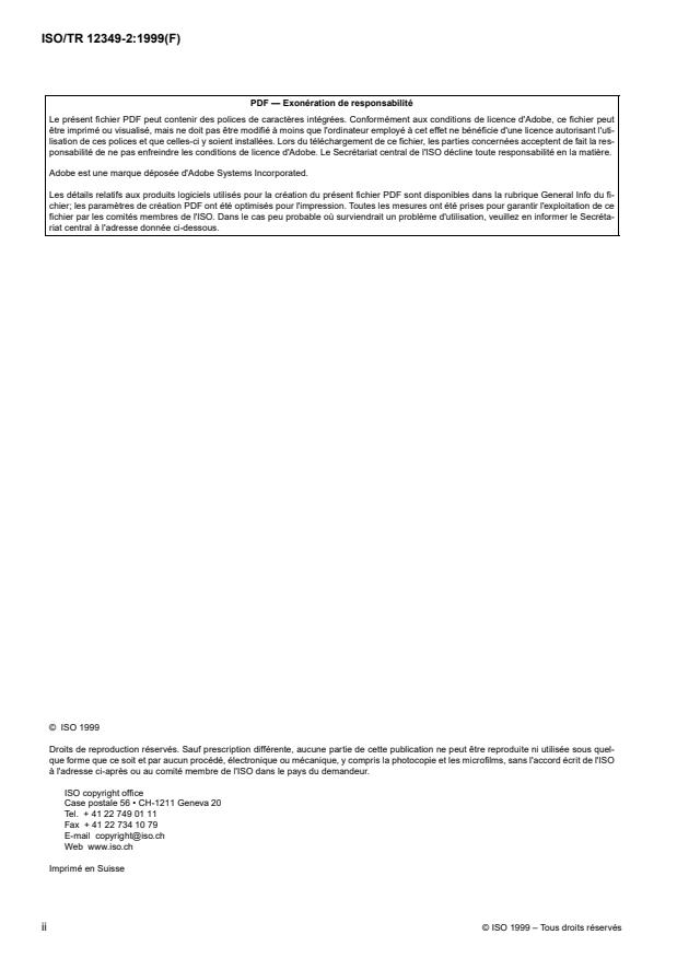 ISO/TR 12349-2:1999 ISO/TR 12349-2:1999 - Véhicules routiers -- Mannequins pour essais de systemes de retenue - Page 2 preview