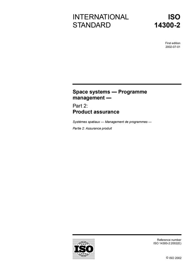 ISO 14300-2:2002 - Space systems -- Programme management