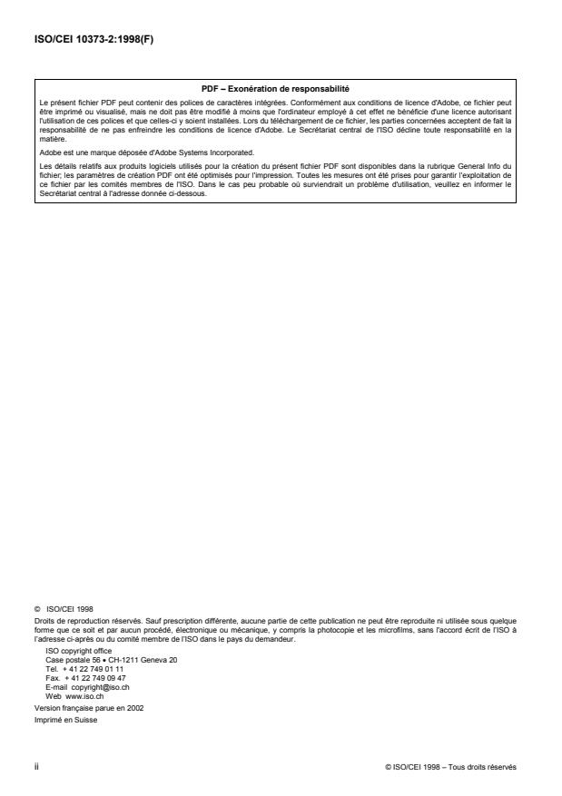 ISO/IEC 10373-2:1998 ISO/IEC 10373-2:1998 - Cartes d'identification -- Méthodes d'essai - Page 2 preview