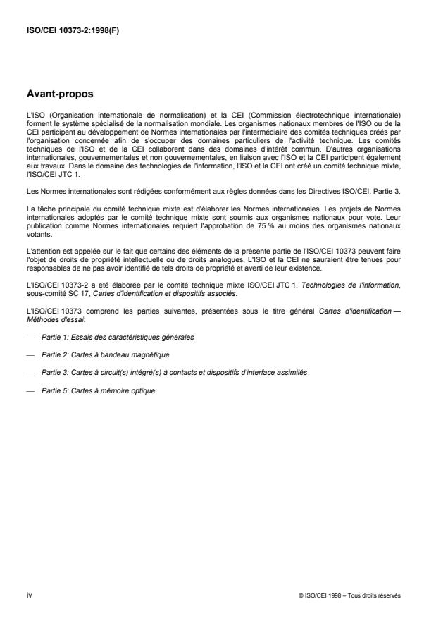 ISO/IEC 10373-2:1998 ISO/IEC 10373-2:1998 - Cartes d'identification -- Méthodes d'essai - Page 4 preview