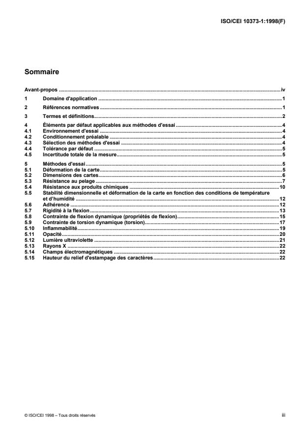 ISO/IEC 10373-1:1998 - Cartes d'identification -- Méthodes d'essai