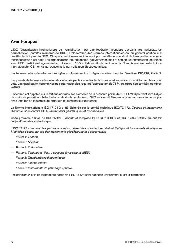 ISO 17123-2:2001 ISO 17123-2:2001 - Optique et instruments d'optique -- Méthodes d'essai sur site des instruments géodésiques et d'observation - Page 4 preview