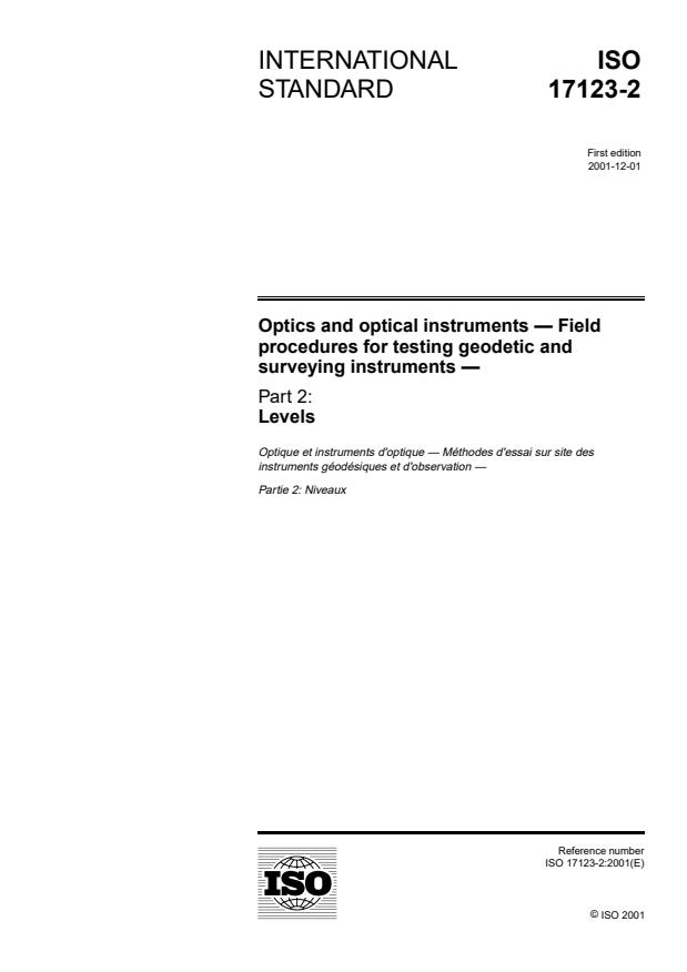 ISO 17123-2:2001 - Optics and optical instruments -- Field procedures for testing geodetic and surveying instruments