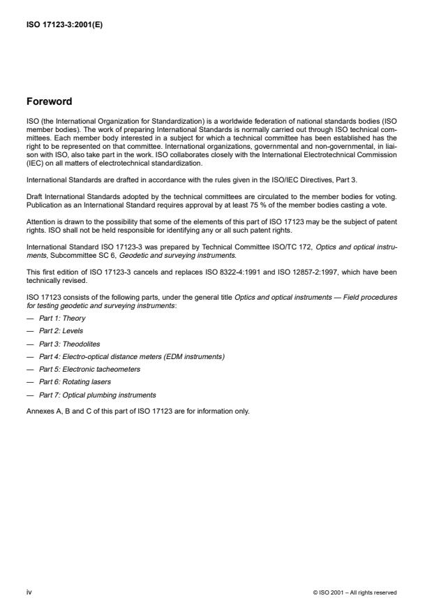 ISO 17123-3:2001 ISO 17123-3:2001 - Optics and optical instruments -- Field procedures for testing geodetic and surveying instruments - Page 4 preview