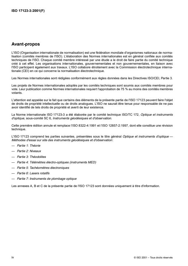 ISO 17123-3:2001 ISO 17123-3:2001 - Optique et instruments d'optique -- Méthodes d'essai sur site des instruments géodésiques et d'observation - Page 4 preview