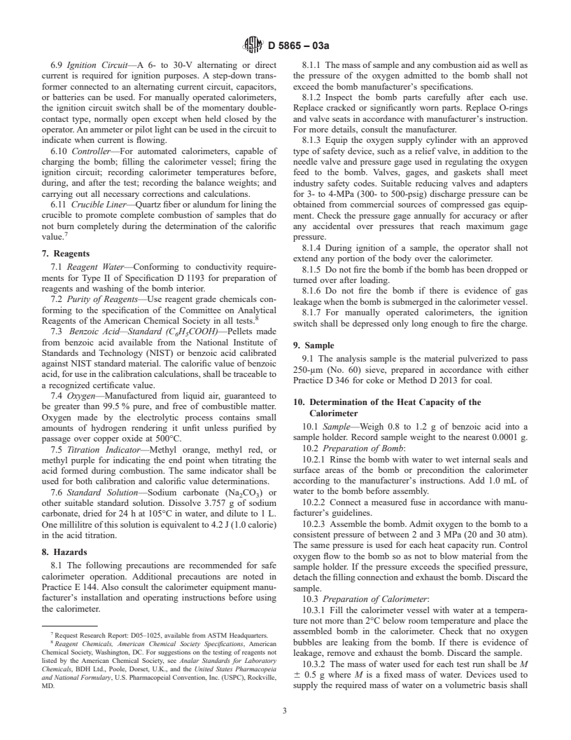 ASTM D5865-03a - Standard Test Method for Gross Calorific Value of Coal and Coke